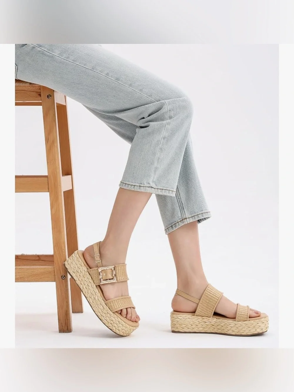 Women’s Platform Sandals Open Toe with Buckle Strap